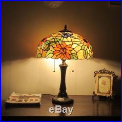 Stained Glass Table Lamp Sunflower Floral Design Tiffany Style Shade