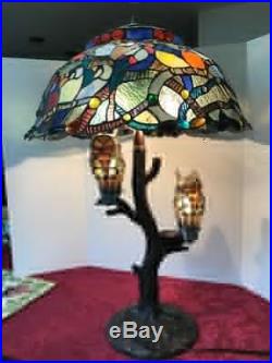 Stained Glass Table Lamp Tiffany Style BIRDS Art Mission Craftsman Victorian Owl