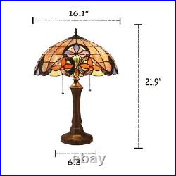 Stained Glass Table Lamp Victorian Dark Bronze Base 2 Light Bulb 16W x 22T NEW