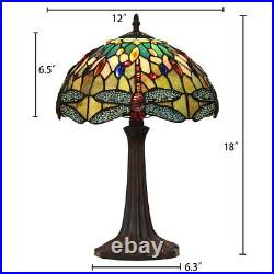 Stained Glass Table Lamp with Tiffany Style Dragonfly Design Shade