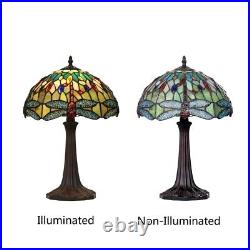 Stained Glass Table Lamp with Tiffany Style Dragonfly Design Shade