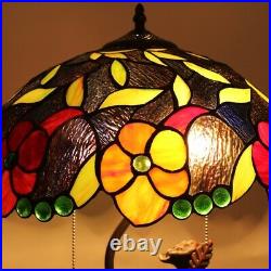 Stained Glass Table Lamp with Tiffany Style Floral Design Shade