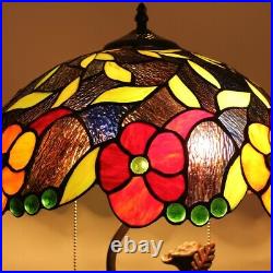 Stained Glass Table Lamp with Tiffany Style Floral Design Shade