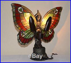 Stained Glass Tiffany Style Butterfly Deco Girl Night Light Table Desk Lamp