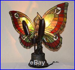 Stained Glass Tiffany Style Butterfly Deco Girl Night Light Table Desk Lamp