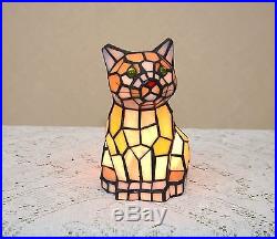 Stained Glass Tiffany Style Kitty Cat Night Light Table Desk Lamp