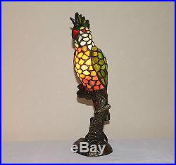 Stained Glass Tiffany Style Parrot Night Light Table Desk Lamp