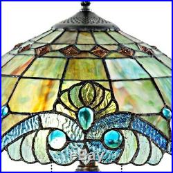 Stained Glass Tiffany Table Lamp Vintage Accent Victorian Theme