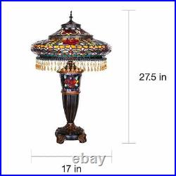 Stained Glass Victorian Tiffany Style Table Lamp 27.5in Tall 1199 Pieces Glass