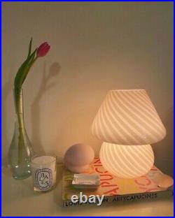 Striped Baby Mushroom Lamp, Murano Style Glass Lamp, Bedside Table Lamp