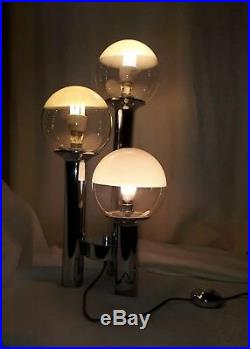 Stunning 1970s Chrome & Glass Table Lamp/light. Vintage original. Working. VGC