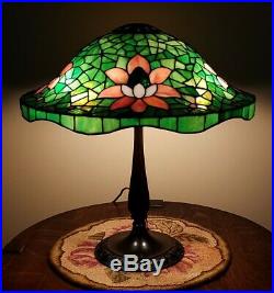Suess Arts & Crafts Leaded Slag Stained Glass Lamp Tiffany Handel Duffner Era