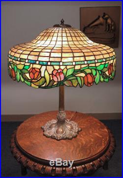 Suess Geometric & Floral Leaded Glass Lamp