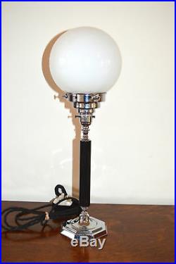 Superb Art Deco table lamp Chrome with opaline glass shade c. 1920