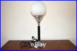 Superb Art Deco table lamp Chrome with opaline glass shade c. 1920