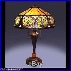 Table Lamp 2 Light Tiffany Style Sunrise Stained Glass Handcrafted 25H x 16D
