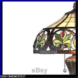 Table Lamp 2 Light Tiffany Style Sunrise Stained Glass Handcrafted 25H x 16D