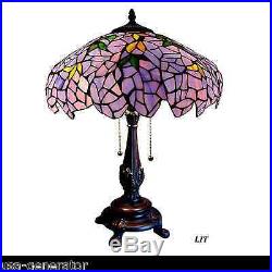 Table Lamp 2 Light Tiffany Style Wisteria Stained Art Glass Victorian 24H x16D