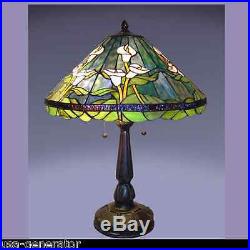 Table Lamp 2 Light Tiffany Vintage Style Stained Glass Calla Lilly 18W x 25H