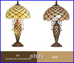 Table Lamp, Amber Beads Stained Glass Table Lamp 12X12X23 Inches Vase Style
