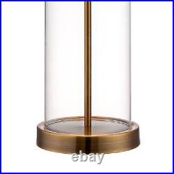 Table Lamp Fillable Clear Glass Cylinder Black Drum Shade for Living Room