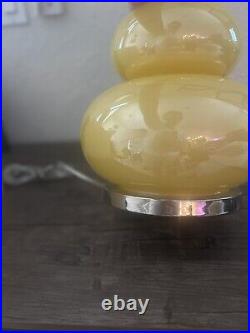 Table Lamp Goldenrod Marigold Double Gourd Glass Chevron Design Shade