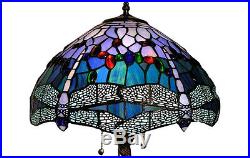 Table Lamp Handcrafted Tiffany Style Stained Glass Dragonfly Shade 2 Light