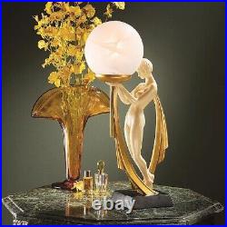 Table Lamp Nude Lady Sculpture Art Deco Figurine Statue Frosted Globe Light