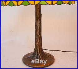 Table Lamp Pair Tiffany Style Lamps Stained Glass Bronze Set of 2 Vintage Lights