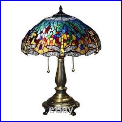 Table Lamp Shade Home Decor Tiffany Blue Dragonfly Stained Glass Bronze Modern