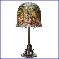 Table Lamp Tiffany Style Pond Lily Stained Glass Shade 29 in. Multi-Colored
