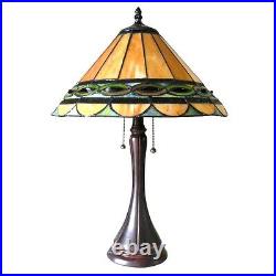 Table Lamp Tiffany Style Stained Glass Baroque 2 Bulb 16 Shade