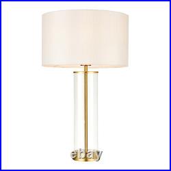 Table Lamp Touch Dimmer. Glass, Vintage White Shade and Gold Effect 570mm
