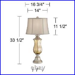 Table Lamp with Nightlight Mercury Glass Bell Shade Living Room Bedroom Bedside