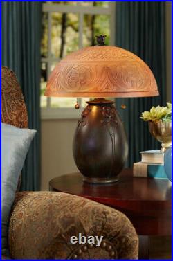 Table Lamp with Urn Style Base with Floral Designs with Decorative Dome Style