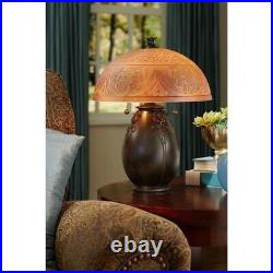 Table Lamp with Urn Style Base with Floral Designs with Decorative Dome Style