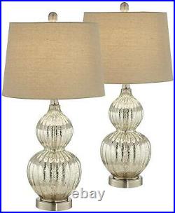 Table Lamps Set of 2 Fluted Mercury Glass Gourd for Living Room Bedroom