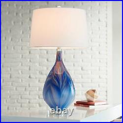 Taylor Modern Table Lamp 29 Tall Blue Swirl Art Glass for Bedroom Living Room