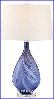 Taylor Modern Table Lamp 29 Tall Blue Swirl Art Glass for Bedroom Living Room