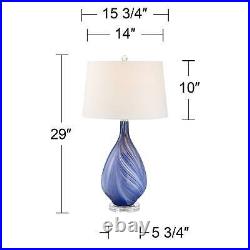 Taylor Modern Table Lamp 29 Tall Blue Swirl Art Glass for Bedroom Living Room