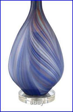 Taylor Modern Table Lamp 29 Tall Blue Swirl Art Glass for Bedroom Living Room