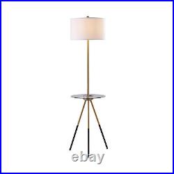 Teamson Home Myra Floor Lamp with Glass Table and Built-In USB Port Gold Black