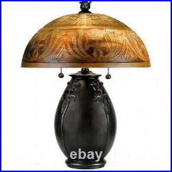 Tiffany 2 Light Table Lamp with Dome Art Glass Shade Tiffany Double Pull Chain