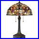 Tiffany Art Glass 2 Light Table Lamp with Flowers Tiffany Floral Table Light