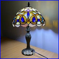 Tiffany Diamond Style 10 inch Table Lamp Handmade Stained Glass Multicolor Home