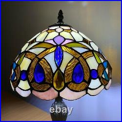 Tiffany Diamond Style Table Lamp 10 inch Handmade Stained Glass Multicolor Home