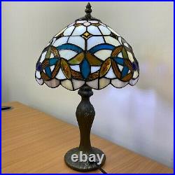 Tiffany Diamond Style Table Lamp 10 inch Handmade Stained Glass Multicolor Home