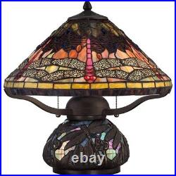 Tiffany Dragonfly 16.5 Inch 2 Light Table Lamp Dragonfly Table Light with