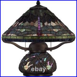 Tiffany Dragonfly 16.5 Inch 2 Light Table Lamp Dragonfly Table Light with