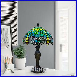 Tiffany Dragonfly Green Style Table Lamp Stained Glass Shade Multicolor